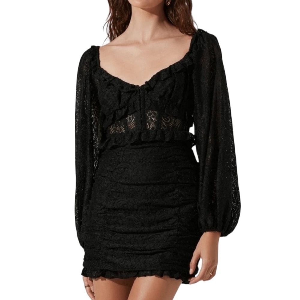 NWT ASTR THE LABEL Long Sleeve Corset Bodice Lace Detail Mini Dress Size Small